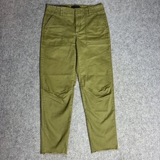 Banana Republic Chino Pants Womens 2 29x26 Olive Green Raw Hem Utility Seam