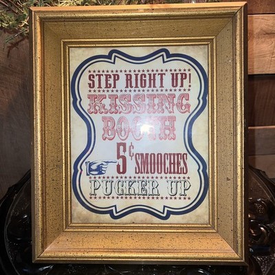 Vintage Kissing Booth Print In A Vintage Wood Frame