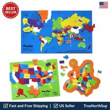 Portable Foam Map Puzzle Set with Capitals Flags - Perfect for Ages 5-13