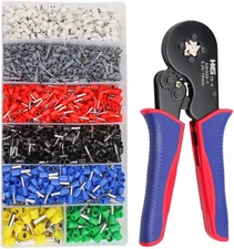 Ferrule Crimping Tool Kit - Square Ferrule Crimper Plier (AWG 23-7) with 1900Pcs