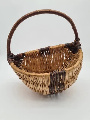 Ancien Panier de Vendangeur Osier Tressé - E51 - Photo 1/4
