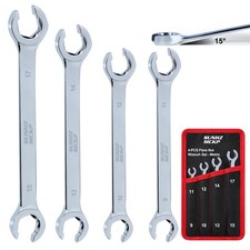 Sunhz Mckp 4-piece Flare Nut Wrench Set Standard Metric 15 Offset Head Tubing Sunhz Mckp 4-piece Flare Nut Wrench Set Standard Metric 15 Offset Head Tubing