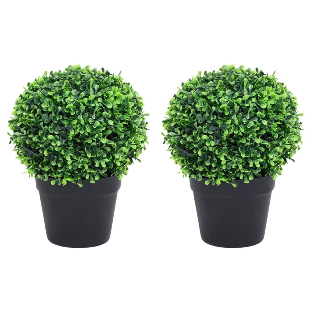 vidaXL Piante di Bosso Artificiale 2 pz a Sfera con Vaso 27 cm Verde
