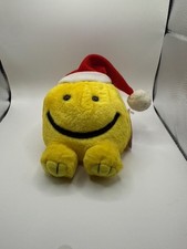 RARE 1994 Swibco Puffkins HAPPY Stuffed Plush Yellow Smiley Face Christmas