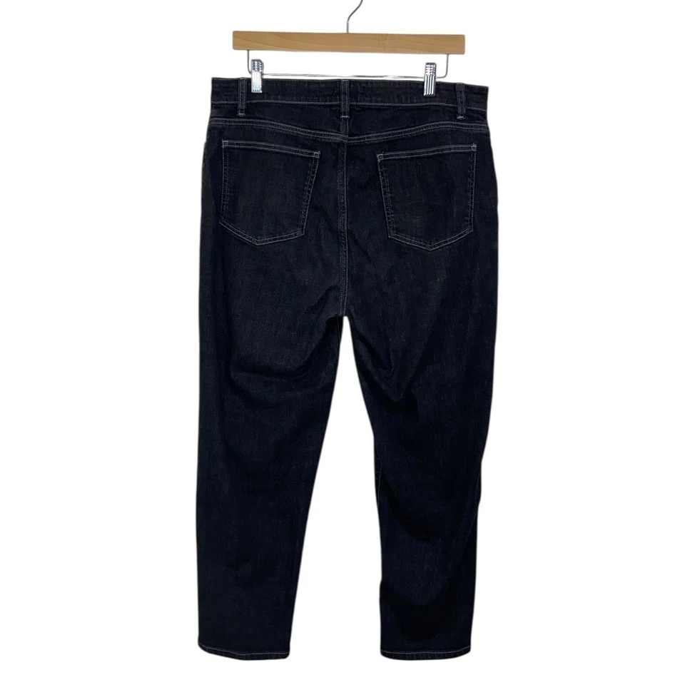 Pantalones de mezclilla negros de algodón orgánico Eileen Fisher lavado oscuro elásticos cómodos talla 12 Foto 2 de 4