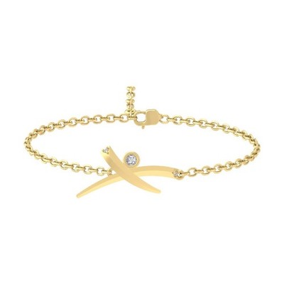 14k Yellow Gold Lab Grown Diamond Fashion Bracelet 7'' Holiday Gift
