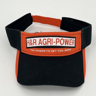Kubota H&R Agri-Power Visor Hat - StrapBack Cotton Black Orange Outdoor Cap EUC