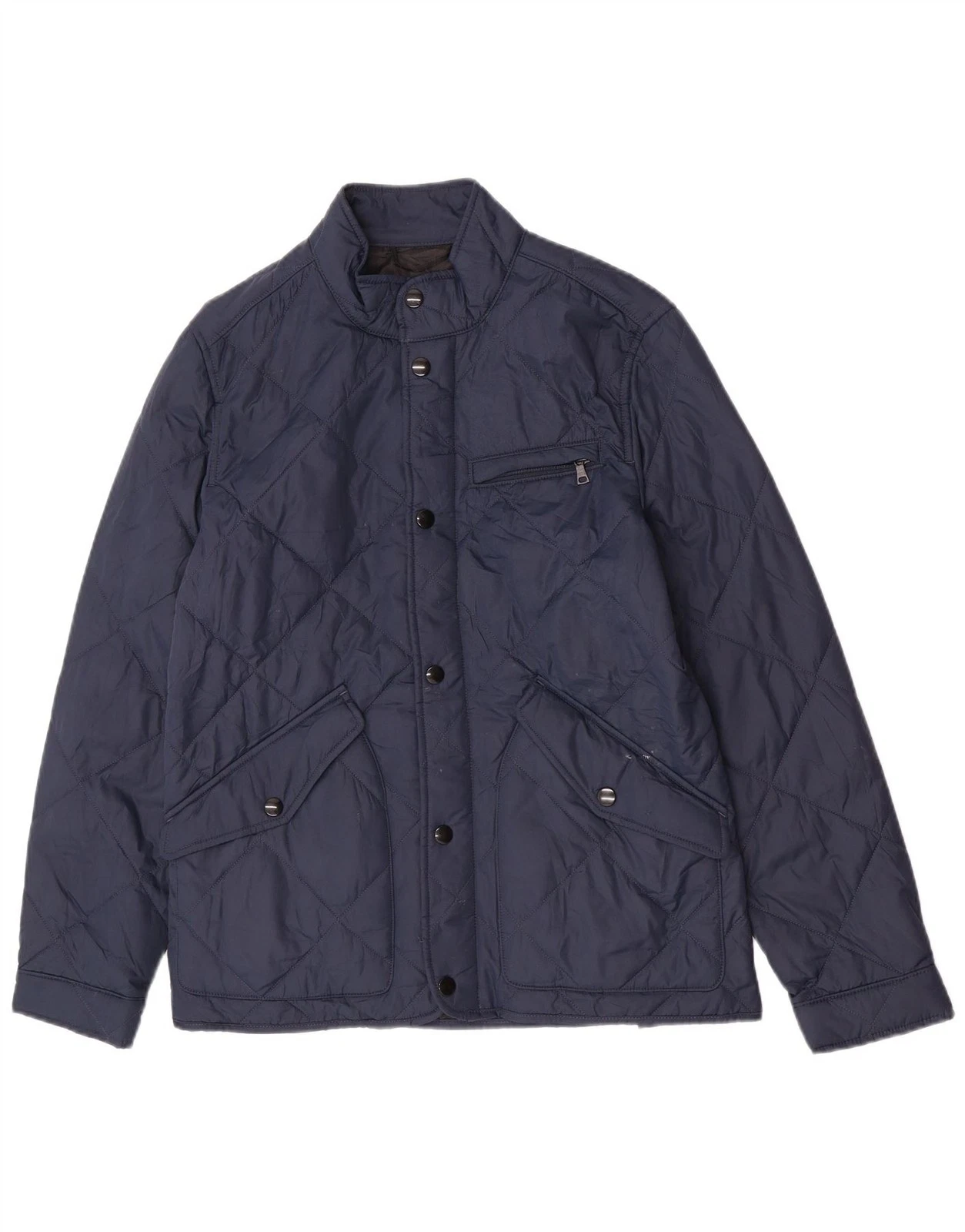 Marks & Spencer Mens Quilted Jacket UK 38 Medium Navy Blue Polyester DL02