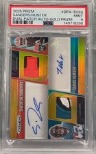 2025 Prizm Shedeur Sanders Travis Hunter Gold Prizm Dual Auto Patch /10 PSA 9