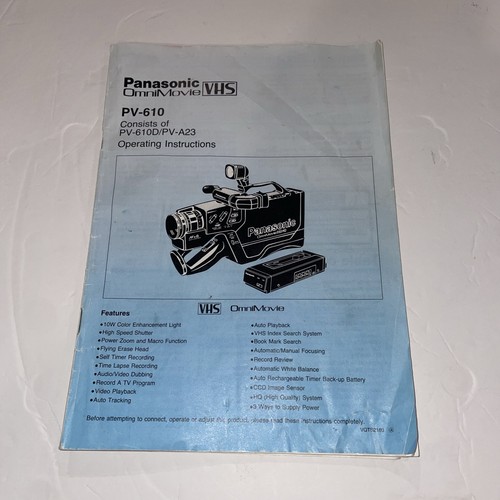 Vintage Panasonic OmniMovie PV-610 VHS Camcorder HQ AFx8 Case Manual ungetestet - Bild 11 von 11