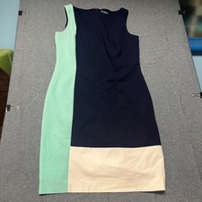 Lauren Ralph Lauren Womens Dress Size 12 Blue Green Colorblock Sheath Sleeveless