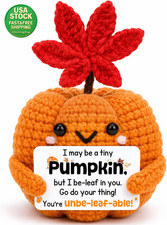 Positive Crochet Pumpkin Encouragement Gift Handmade Knit Fall Home Decor