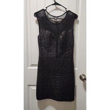 Timing Women's Black Mesh Ruched Bodycon Mini Dress Size L