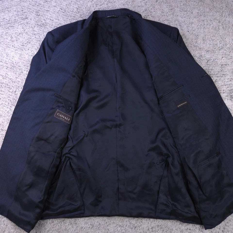Canali Suit 52R 46x30 Pinstripe Paramontura Navy Three Button Wool Made In Italy - Image 4 of 4
