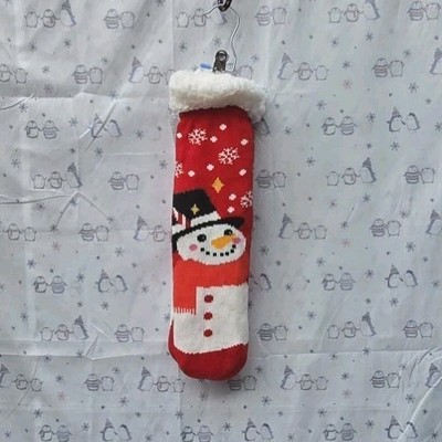 Snowman Playing Snowflake. Sherpa Lined Socks