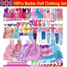 50Pcs Barbie Doll Clothes Bundle Dresses Shoes Set Lot Accessories Girl Toy V7K0