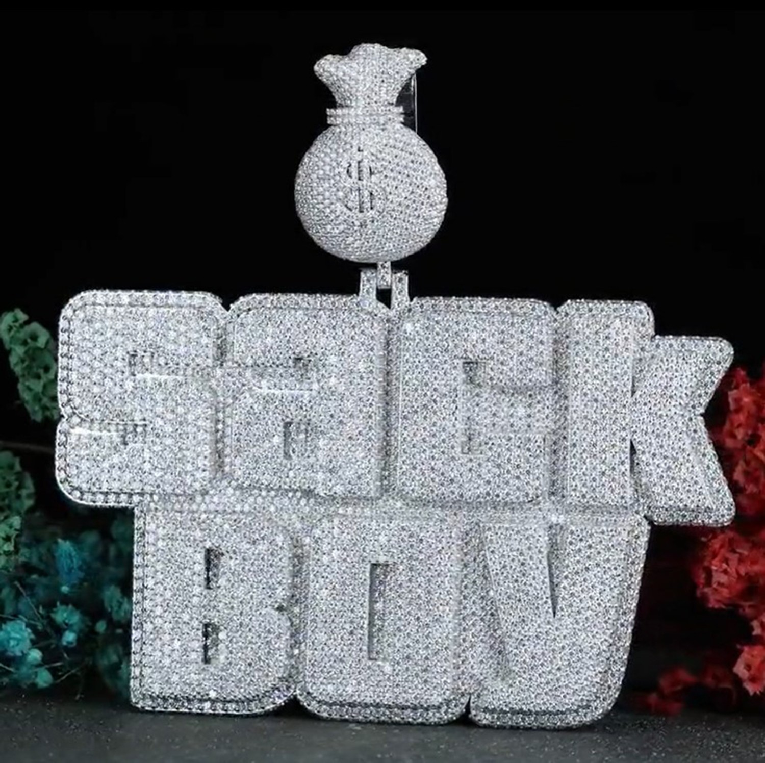 1.5-3.5 Inch Custom Men's Moissanite Hip Hop Name Pendant in White Gold