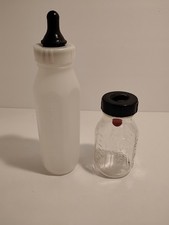 2 Vintage Pyramid Evenflo Baby Bottles Pyrex Plastic Read