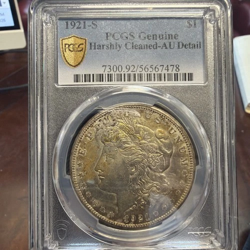 1921 S U.S. Morgan Silver Dollar $1 Coin PCGS AU San Francsico Slab Toned