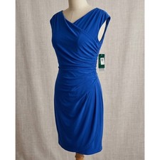 NWT Lauren Ralph Lauren Wind Blue Ruched Sheath Dress Size 8