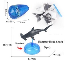 10cm 8parts of Hammerhead shark Plastic Toy Sea Animal Figure Doll Kids Gift