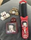 New Betty Boop Lot-Perfume Holder/Foldable Hairbrush-Mirror-2 Mini Hair Clips!