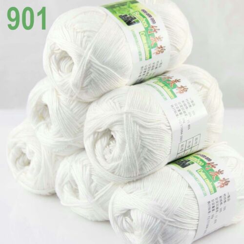 C neuf 6 boules x 50 g tricot coton doux lisse bébé bambou fil à tricoter à faire soi-même 01 - Photo 1/24