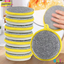 10pcs Double-Sided Dish Sponges with Steel Wire Scrubber – Durable Kitchen Clean
