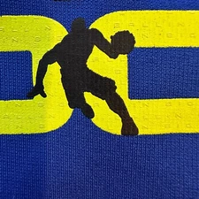 AND1 Hoodie Mens Large Blue Yellow Embroidered Fleece Pullover Pocket Sweatshirt