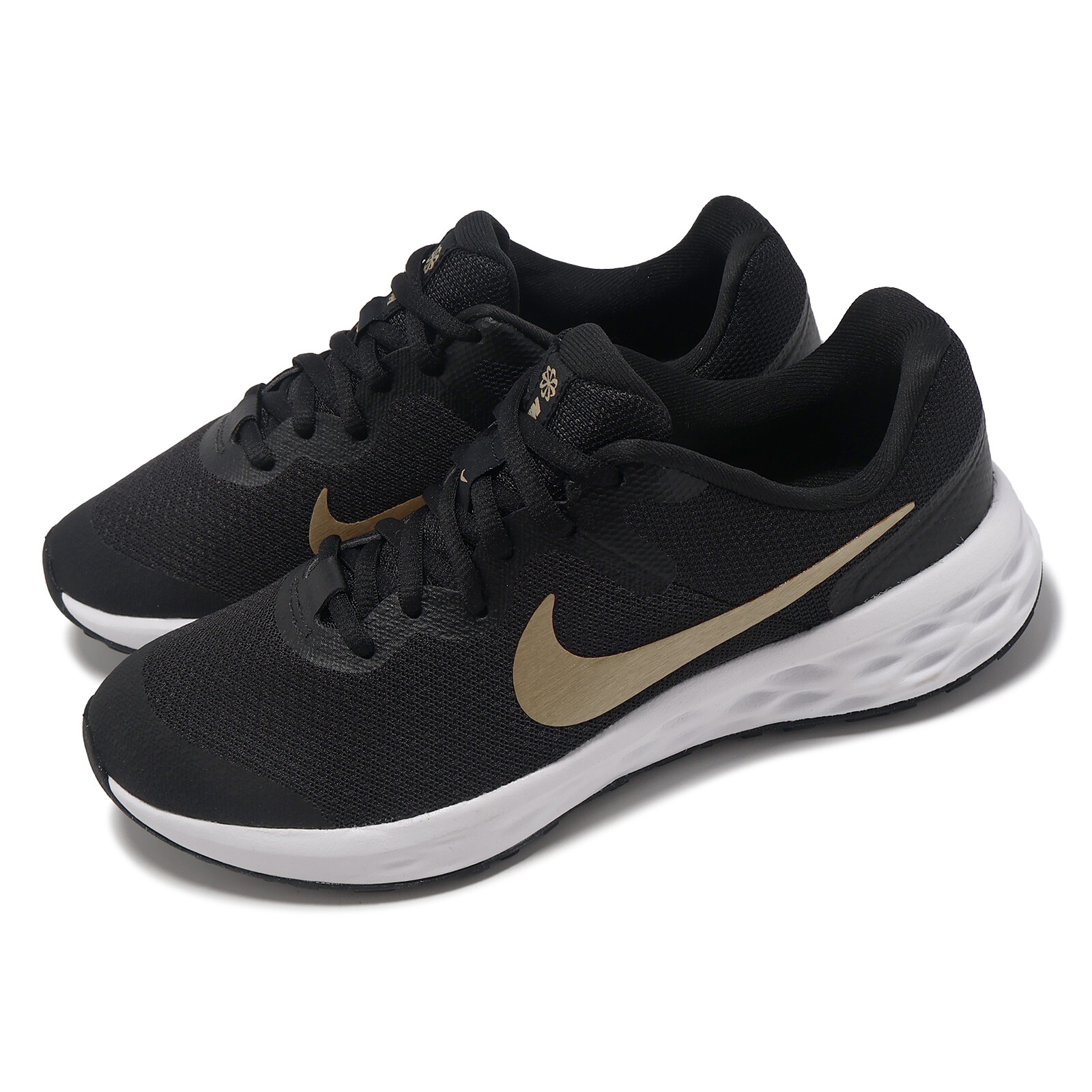 Детские молодежные кроссовки Nike Revolution 6 NN GS Black Metallic Gold DD1096-002