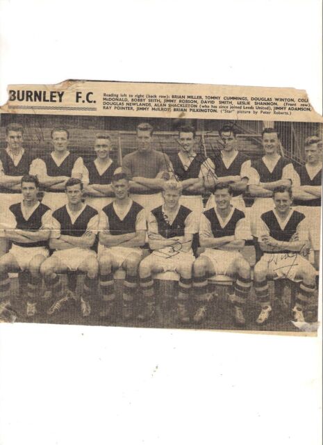 1959 Burnley FC team photo-- signed photo sent to me personally