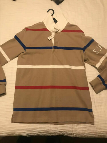 Supreme Cursive Polo Navy Stripe | eBay UK