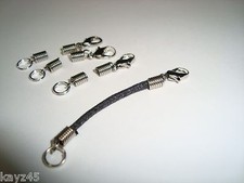 4 sets Ready made Metal coil end crimps lobster clasps fits 2mm cord Silver