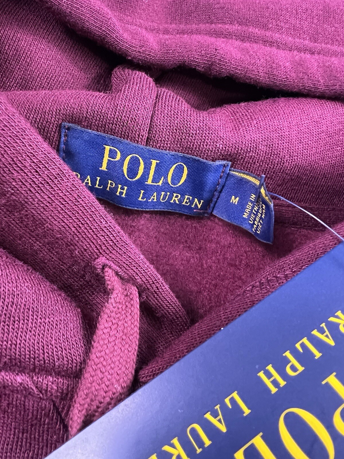 Polo Ralph Lauren rossa bordeaux felpa con cappuccio vintage Big Pony uomo M nuova con etichette