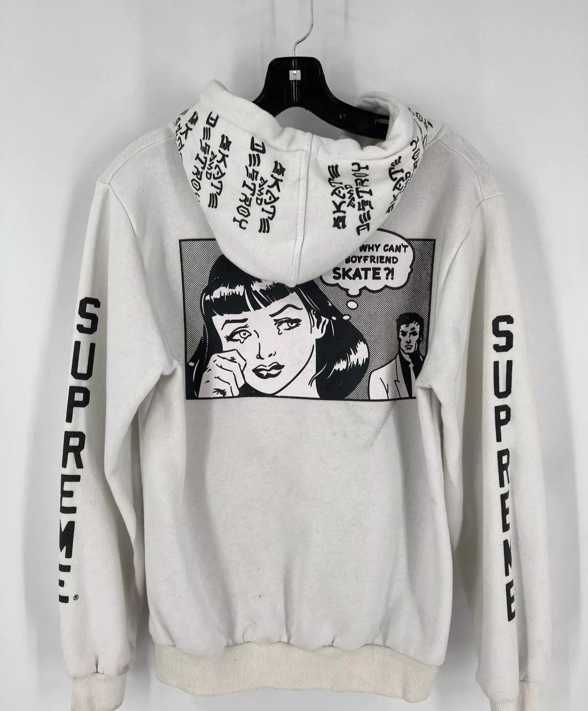 Pull à capuche Supreme Thrasher Skate taille M blanc noir