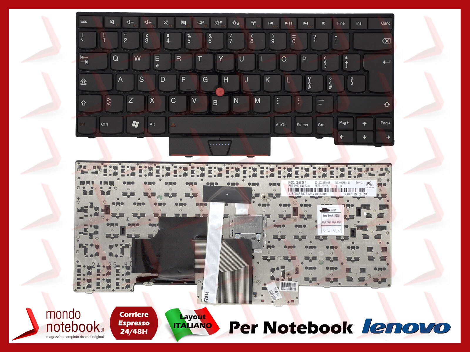 Tastiera per Notebook Lenovo ThinkPad con Puntatore Trackpoint Edge S430