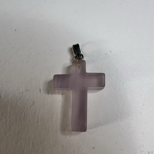 Vintage 925 Sterling Silver Natural Genuine Amethyst Cross Pendant 3.10g x 1” - Picture 3 of 8