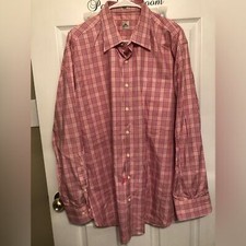 Peter Millar Size XL Shirt Mens Pink Red Plaid Long Sleeve Button Down