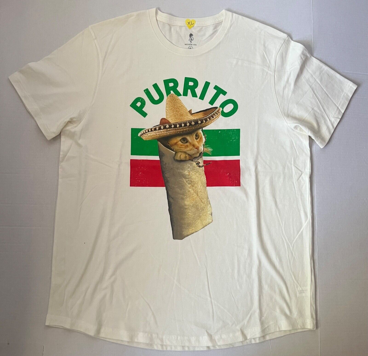 Weekend Soul Purrito Cat Burrito T Shirt size XL UK