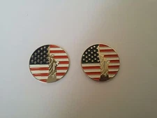 2 pcs OF US Flag w/ Statue of Liberty GOLF BALL MARKER for Golf Hat Clip