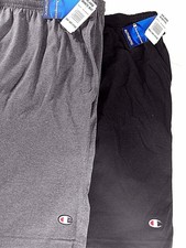 CHAMPION Men's Jersey Shorts, Pockets, Size XXL Gray or Black, Elastic Waist NWT