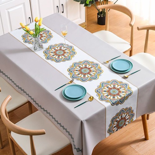 European Tablecloth Waterproof Oilproof Embroidered PVC Rectangular Dustproof - Picture 12 of 23