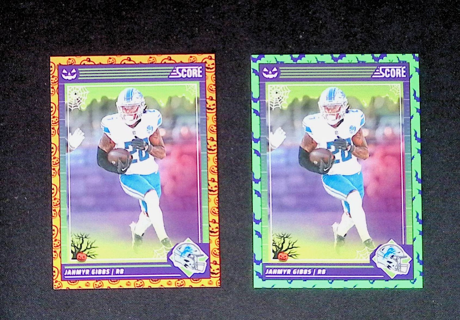 Jahmyr Gibbs 2024 Score A Treat Orange Pumpkins Green Bats Halloween Lions