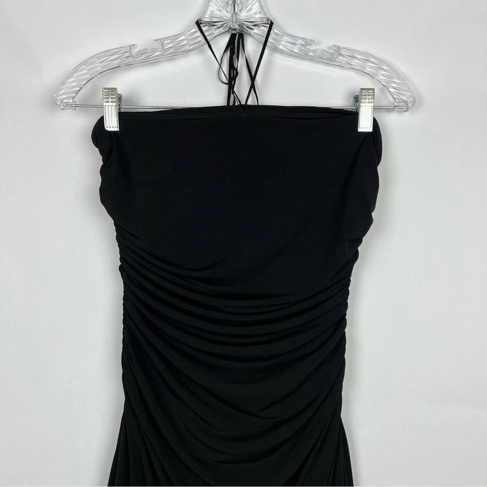 NUEVO Vestido Vintage Y2K Halter Midi Talla S Acanalado Negro Foto 3 de 4