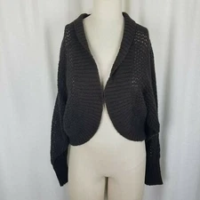 Ann Taylor Loft Shrug Mohair Batwing Sweater Knit Shawl Collar Womens S Brown