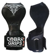 Cobra Grips PRO Black Rubber Weight Lifting Grips Reversible Gloves Heavy Straps