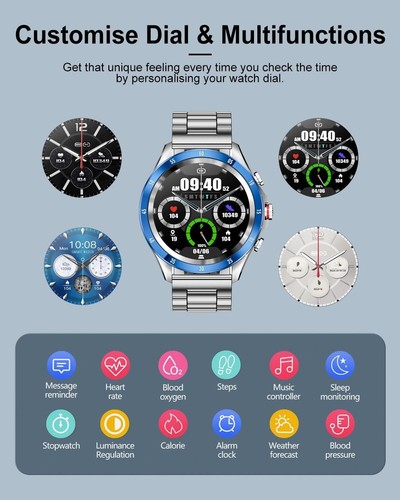 BANGWEI Smart Watch Men Touch Fitness Watch Bluetooth Call Waterproof USBOX - Picture 3 of 7