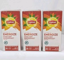3 PACK LIPTON A Moment To Energize English Breakfast Black Tea Bags, 28 Count Ea