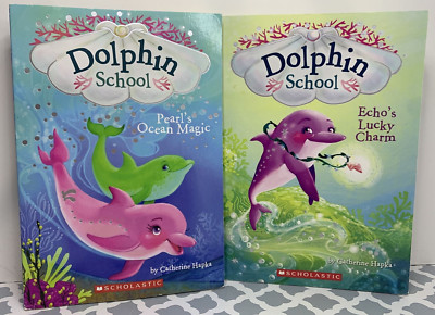 Dolphin School Lot of 2 Books Echos Lucky Charm Pearls Ocean Magic 1 & 2