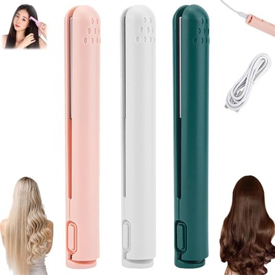 2 In 1 Mini Cordless Hair Curler USB Hair Straightener Dual Purpose Curling Iron